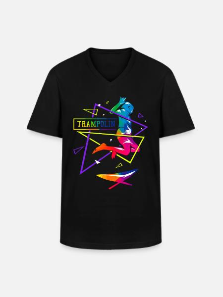 Trampoline polygon - Men's V-Neck T-Shirt - black