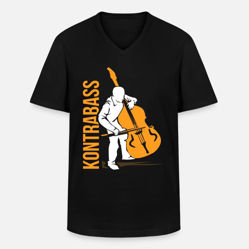 Kontrabass - Männer-T-Shirt mit V-Ausschnitt - Schwarz
