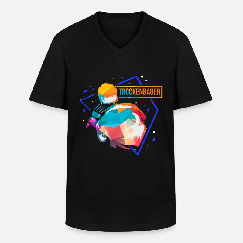 Trockenbauer Polygon - Männer-T-Shirt mit V-Ausschnitt - Schwarz