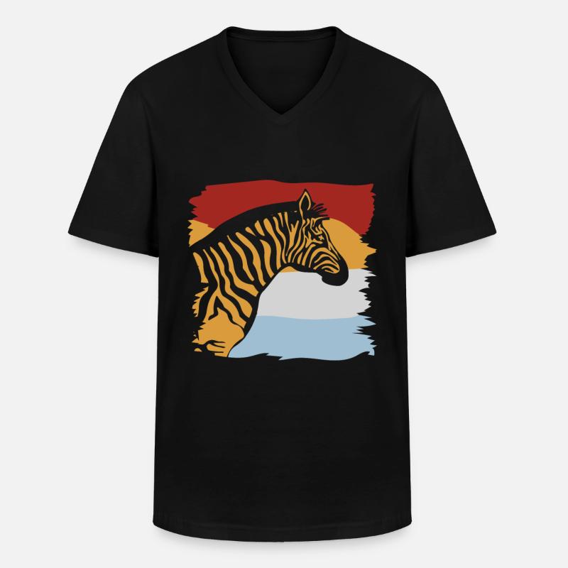 Zebra - Männer-T-Shirt mit V-Ausschnitt - Schwarz