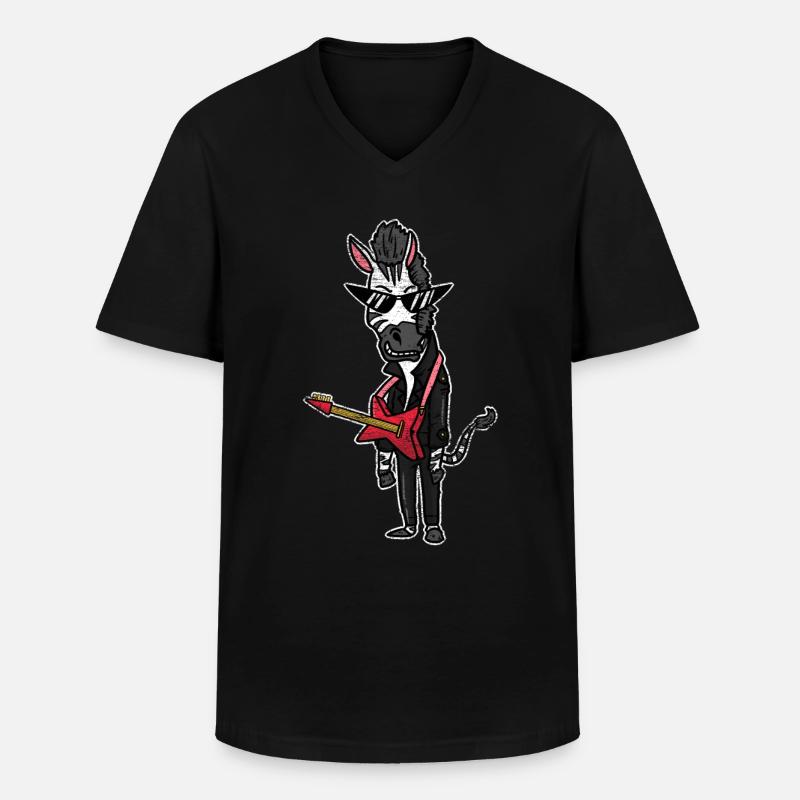 Zebra Rocker Geschenk - Männer-T-Shirt mit V-Ausschnitt - Schwarz