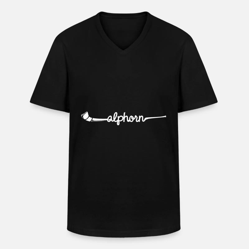 Alphorn - Männer-T-Shirt mit V-Ausschnitt - Schwarz