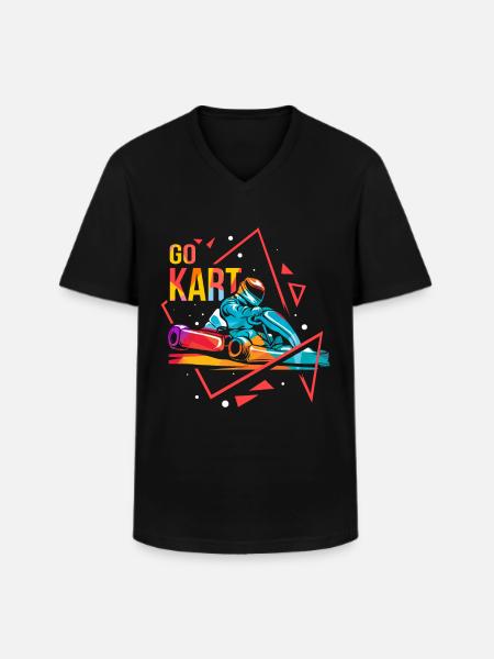 GoKart polygon - Men's V-Neck T-Shirt - black