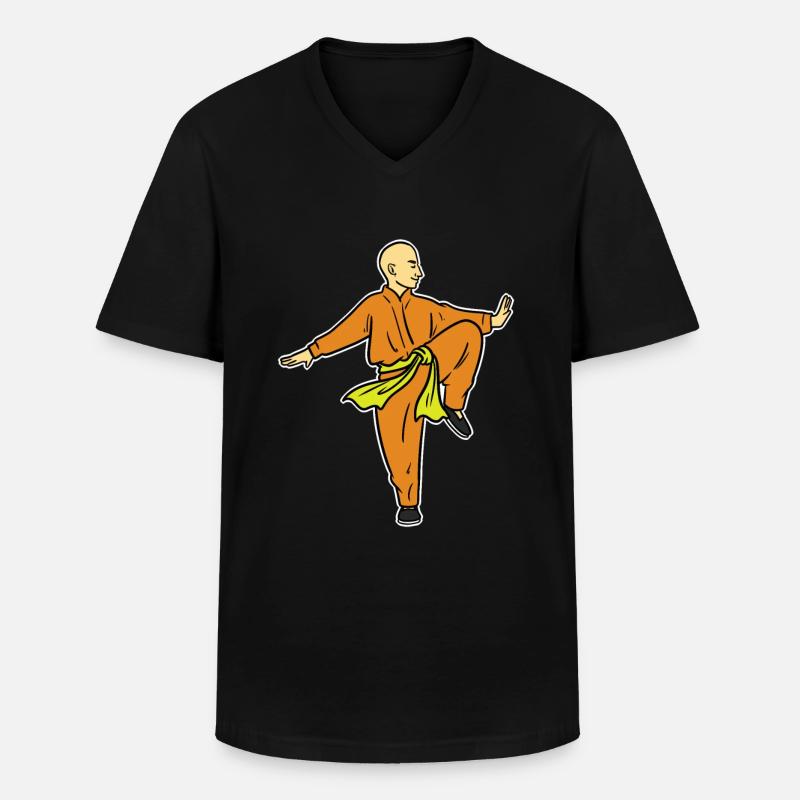 Qigong Mönch - Männer-T-Shirt mit V-Ausschnitt - Schwarz