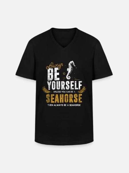 Seepferdchen Geschenk - Männer-T-Shirt mit V-Ausschnitt - Schwarz