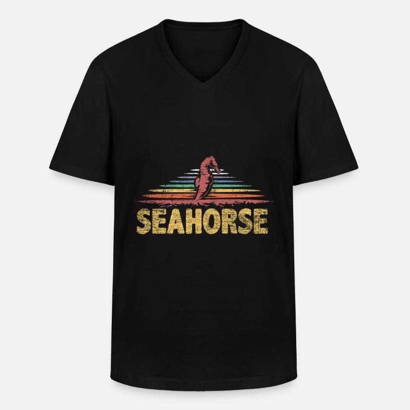Seepferdchen Geschenk - Männer-T-Shirt mit V-Ausschnitt - Schwarz