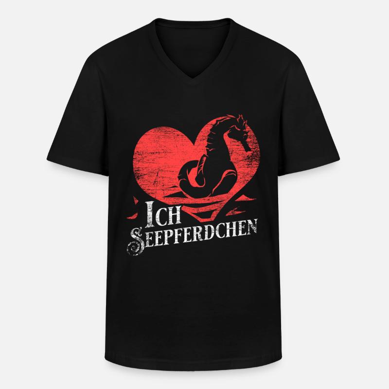 Seepferdchen Liebe Geschenk - Männer-T-Shirt mit V-Ausschnitt - Schwarz