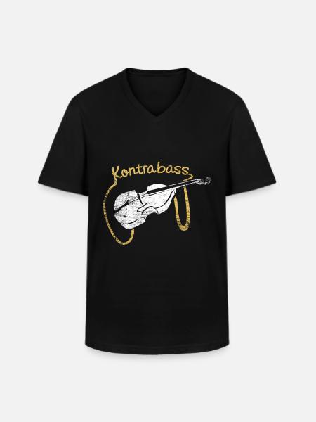 Musicien contrebasse - T-shirt col V Homme - noir