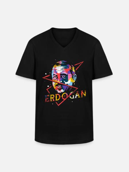 Erdogan cadeau polygone - T-shirt col V Homme - noir