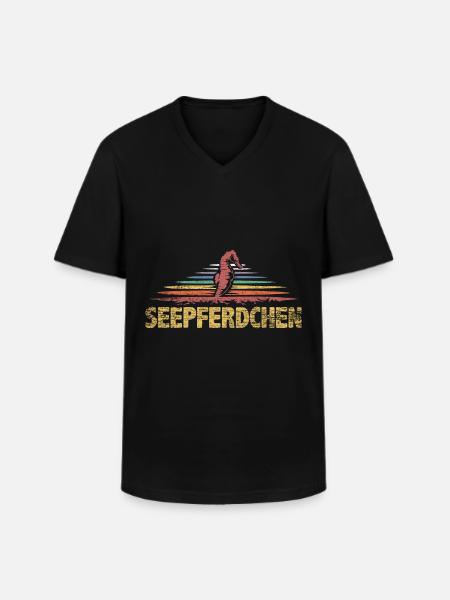 Seepferdchen Geschenk - Männer-T-Shirt mit V-Ausschnitt - Schwarz