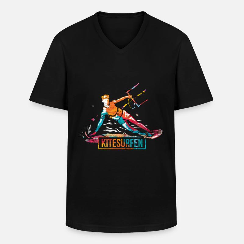 Kitesurfen Geschenk - Männer-T-Shirt mit V-Ausschnitt - Schwarz