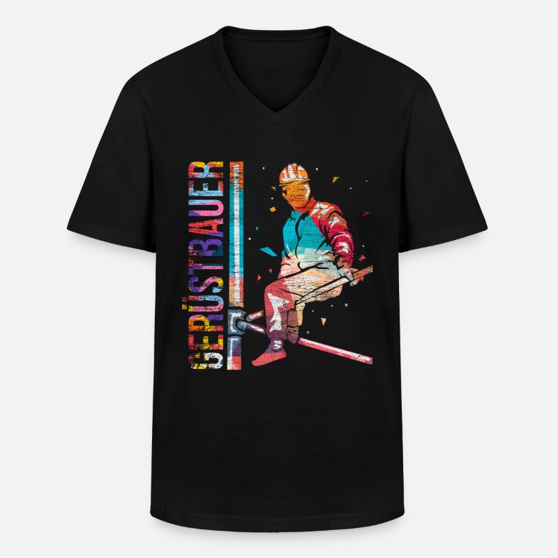 Gerüstbauer Polygon Geschenk - Männer-T-Shirt mit V-Ausschnitt - Schwarz