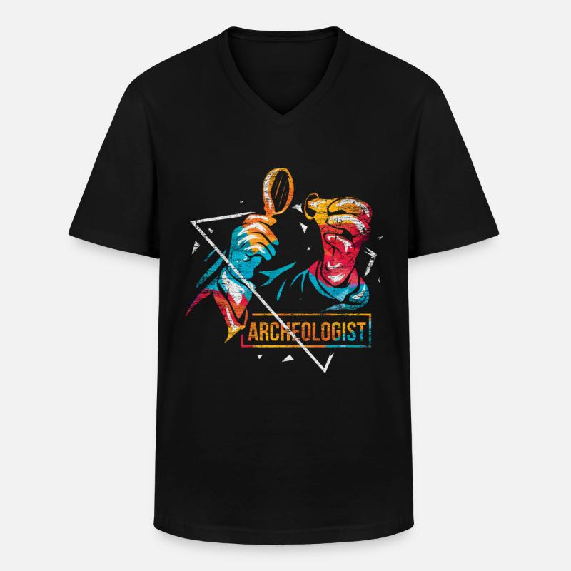Archäologe Polygon Geschenk - Männer-T-Shirt mit V-Ausschnitt - Schwarz