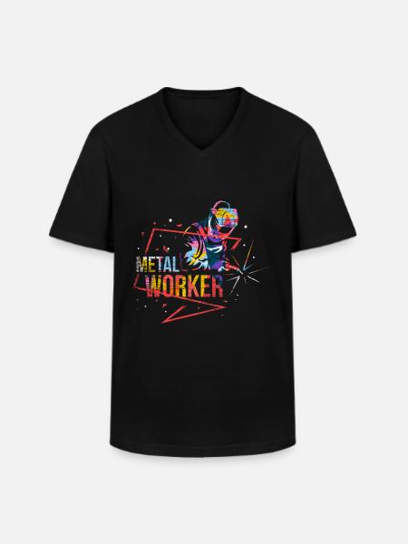 Metallbauer - T-shirt col V Homme - noir