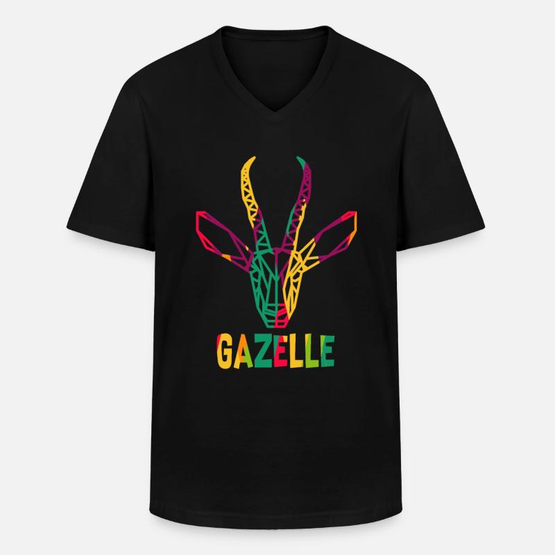 Gazelle Polygon - Männer-T-Shirt mit V-Ausschnitt - Schwarz