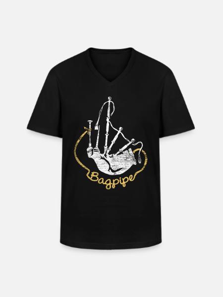 Cornemuse - T-shirt col V Homme - noir