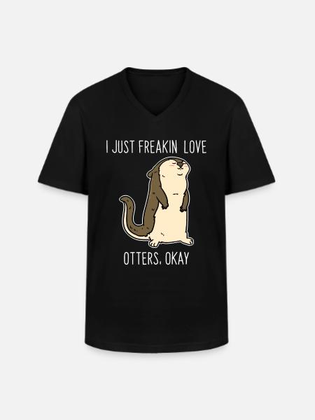 Otter - Männer-T-Shirt mit V-Ausschnitt - Schwarz
