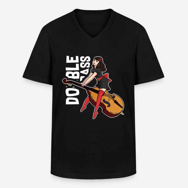 Kontrabass Mädchen - Männer-T-Shirt mit V-Ausschnitt - Schwarz