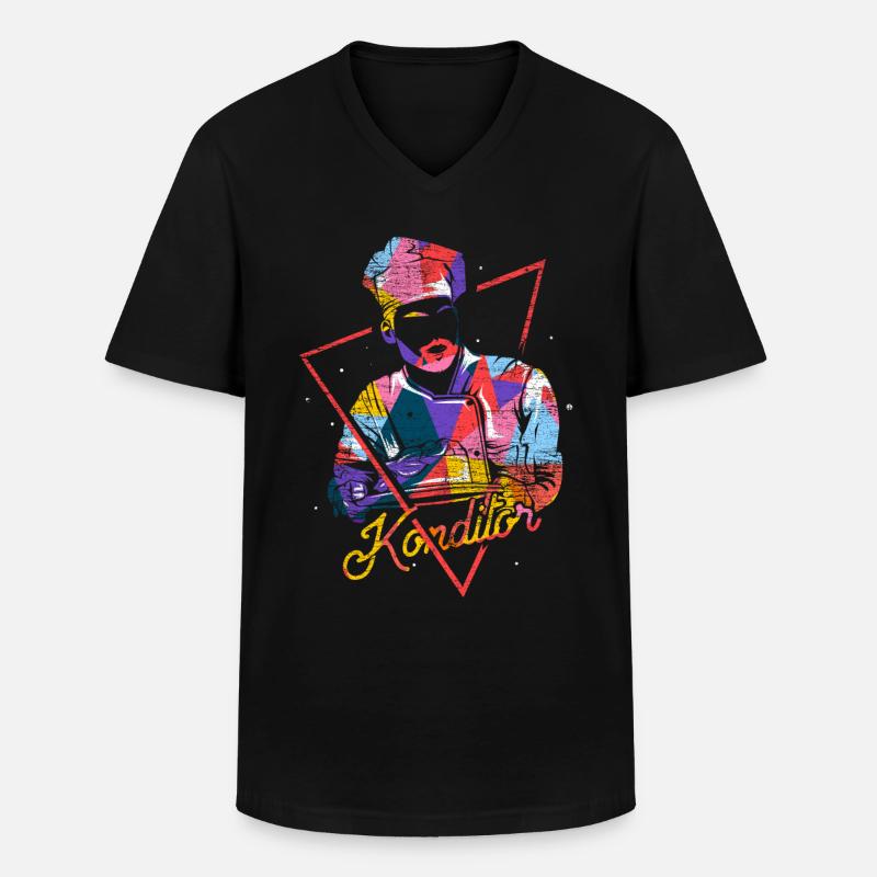 Konditor - Männer-T-Shirt mit V-Ausschnitt - Schwarz