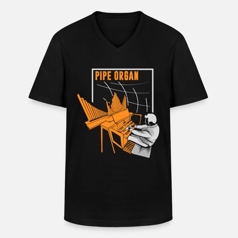 Orgel - Männer-T-Shirt mit V-Ausschnitt - Schwarz