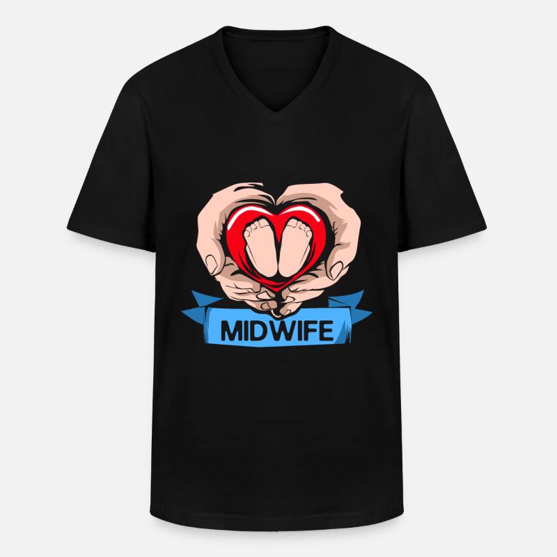 Hebamme - Männer-T-Shirt mit V-Ausschnitt - Schwarz