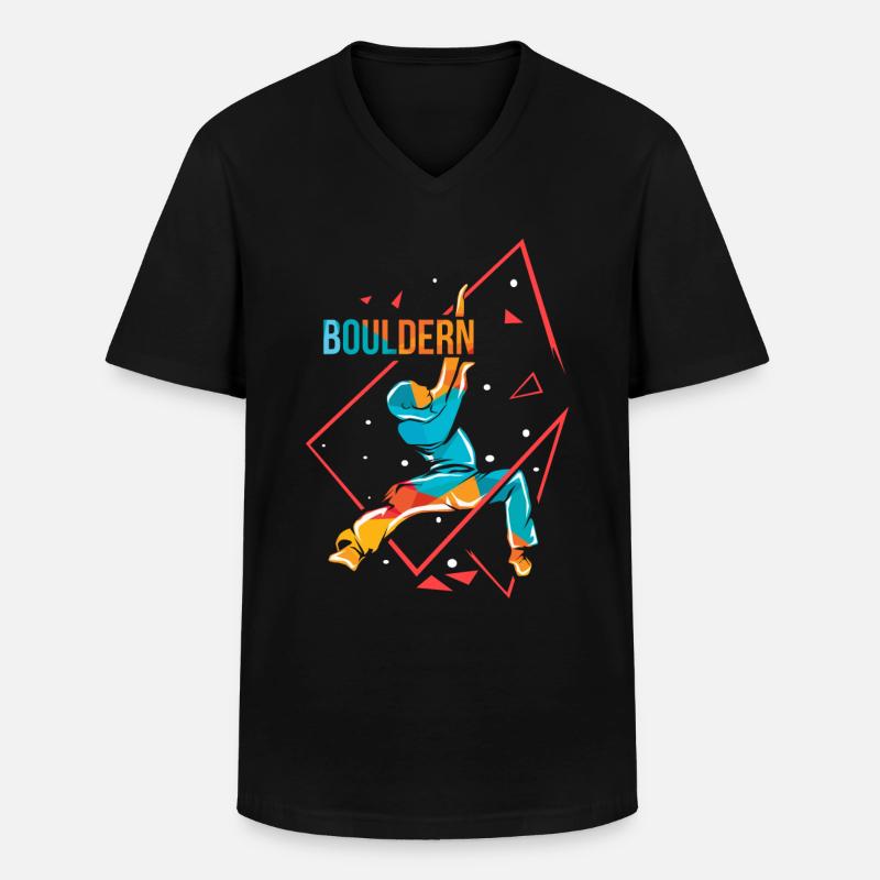Bouldern Polygon - Männer-T-Shirt mit V-Ausschnitt - Schwarz
