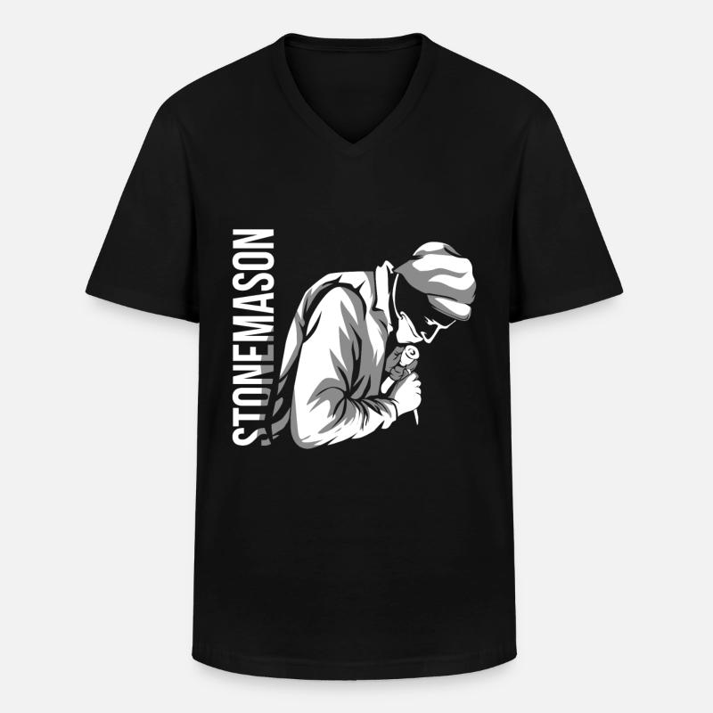Steinmetz - Männer-T-Shirt mit V-Ausschnitt - Schwarz