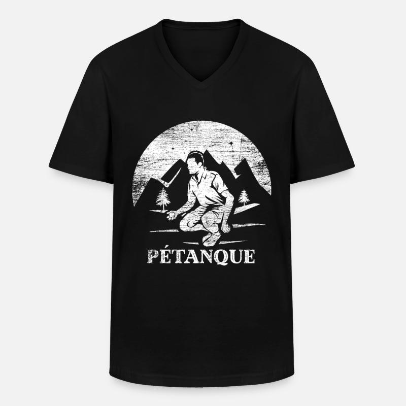 Pétanque - Männer-T-Shirt mit V-Ausschnitt - Schwarz