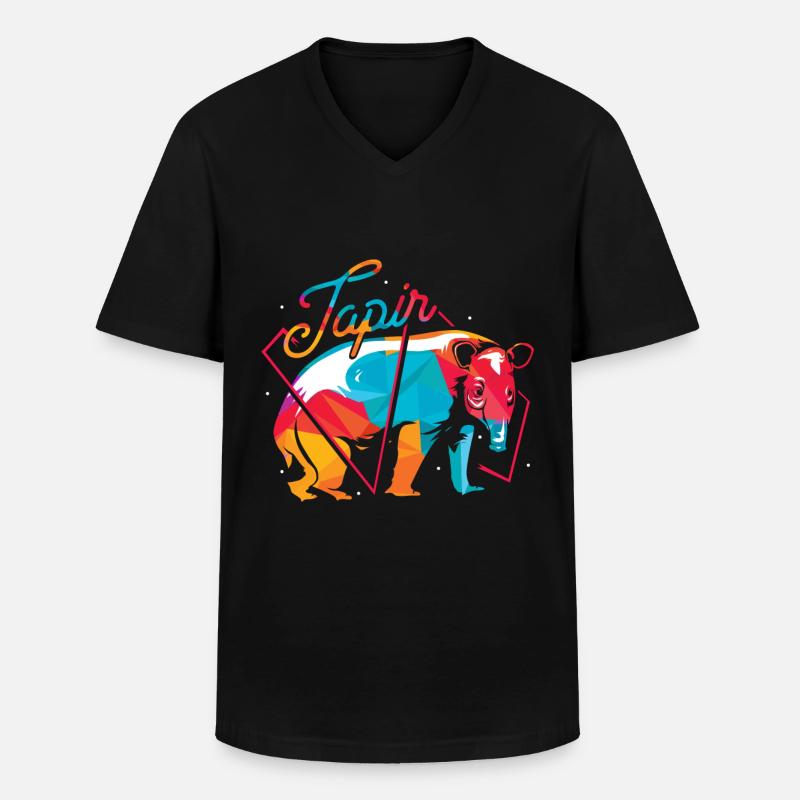 Tapire Polygon - Männer-T-Shirt mit V-Ausschnitt - Schwarz