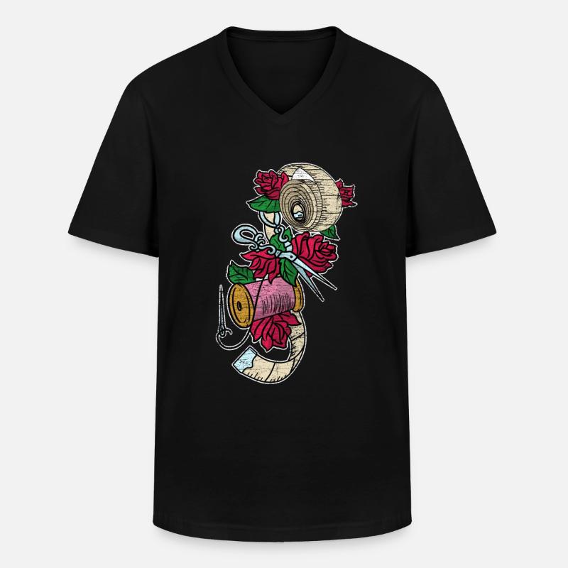 Nähen - Männer-T-Shirt mit V-Ausschnitt - Schwarz