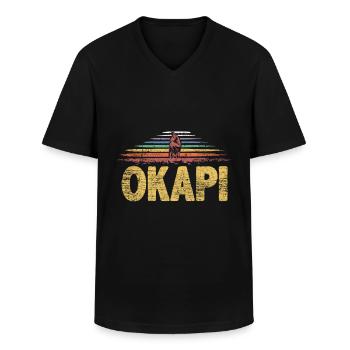 Okapi gift - Men's V-Neck T-Shirt - black - Front - AI Model Male 178 dark (178cm)