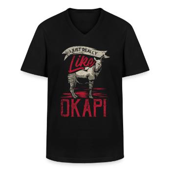 Okapi gift - Men's V-Neck T-Shirt - black - Front - AI Model Male 178 dark (178cm)