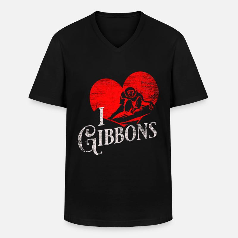 Gibbon Geschenk - Männer-T-Shirt mit V-Ausschnitt - Schwarz