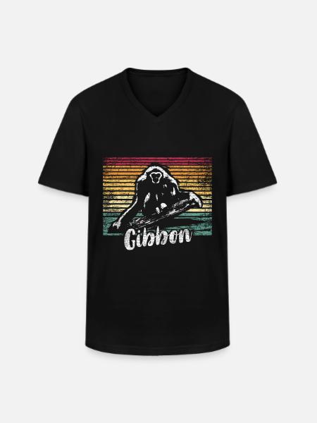 Gibbon gift - Men's V-Neck T-Shirt - black