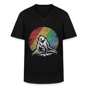 Gibbon Geschenk - Männer-T-Shirt mit V-Ausschnitt - Schwarz - Vorne - AI Model Male 178 dark (178cm)