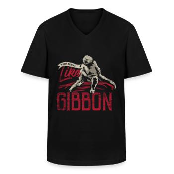 Gibbon Geschenk - Männer-T-Shirt mit V-Ausschnitt - Schwarz - Vorne - AI Model Male 178 dark (178cm)