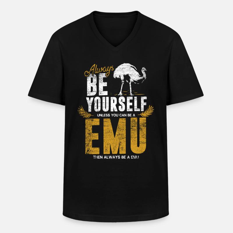 Emu Geschenk - Männer-T-Shirt mit V-Ausschnitt - Schwarz