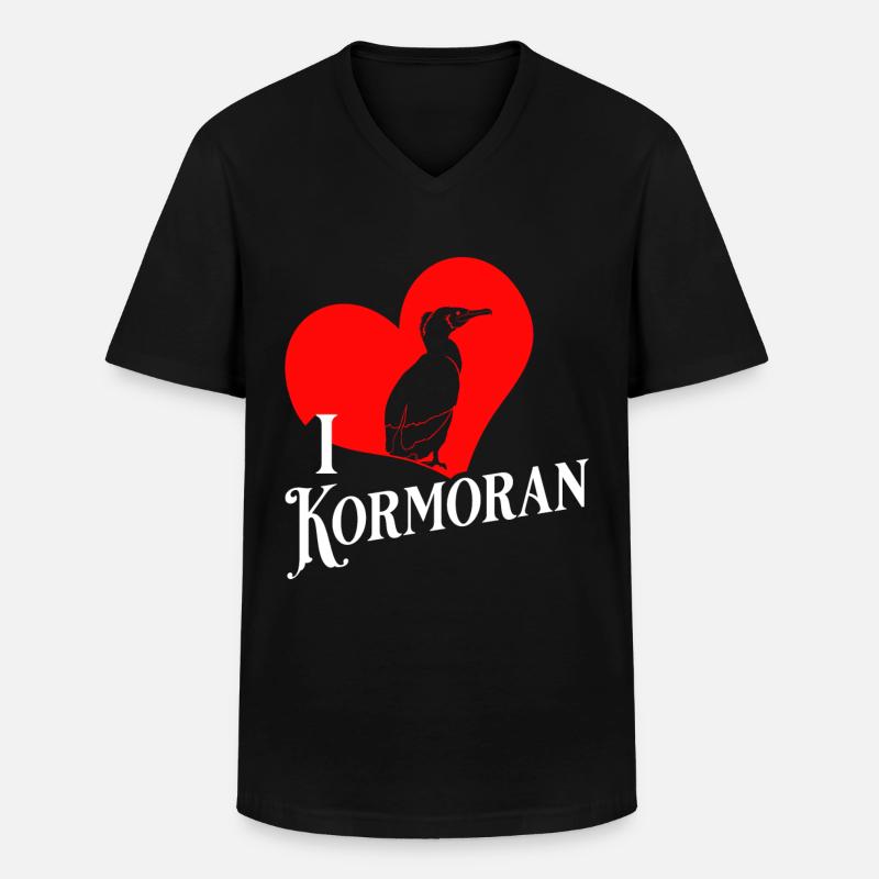 Kormoran - Männer-T-Shirt mit V-Ausschnitt - Schwarz