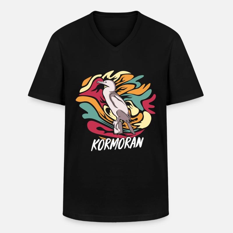 Kormoran - Männer-T-Shirt mit V-Ausschnitt - Schwarz