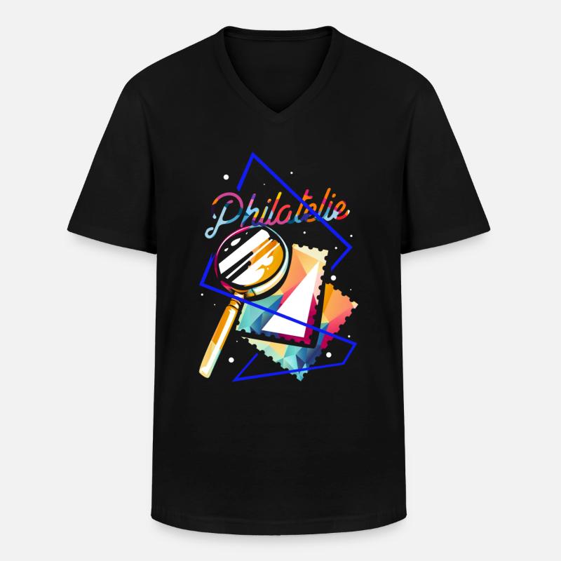 Philatelie Polygon - Männer-T-Shirt mit V-Ausschnitt - Schwarz