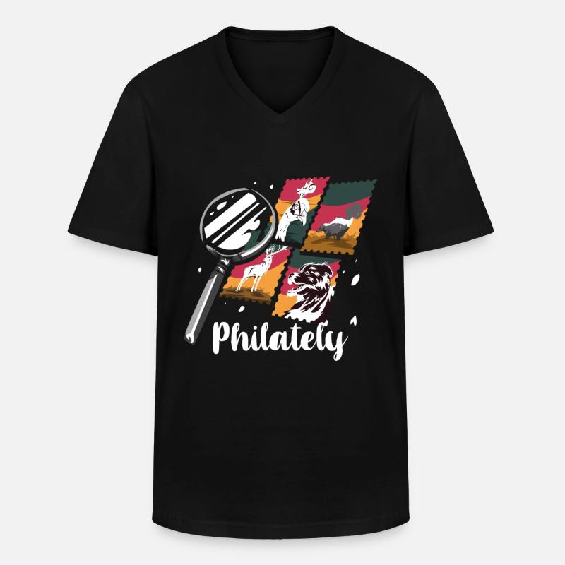 Philatelie - Männer-T-Shirt mit V-Ausschnitt - Schwarz