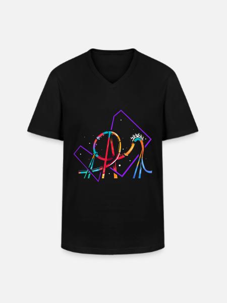 Roller coaster polygon - Men's V-Neck T-Shirt - black