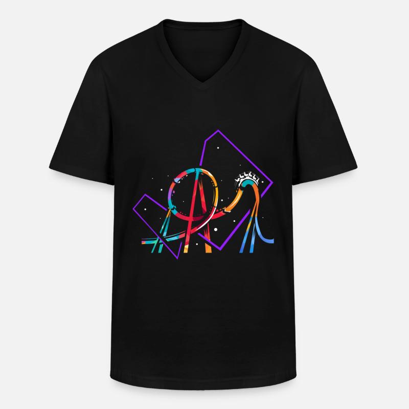 Roller coaster polygon - Men's V-Neck T-Shirt - black