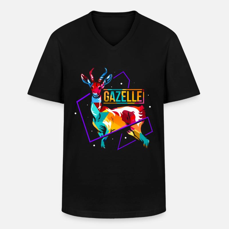 Gazelle Polygon - Männer-T-Shirt mit V-Ausschnitt - Schwarz