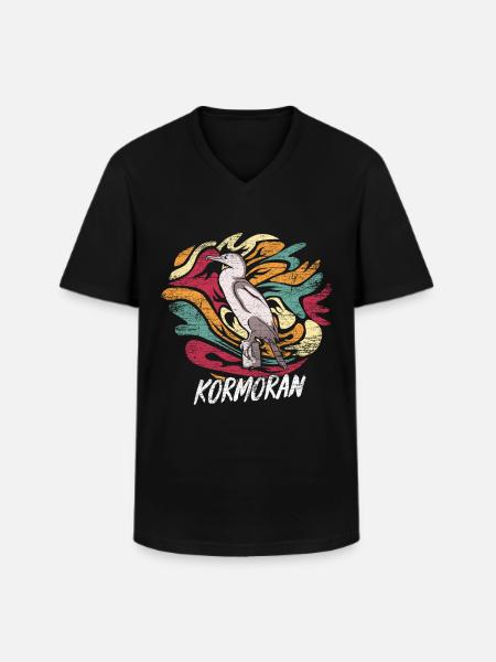 Kormoran Geschenk - Männer-T-Shirt mit V-Ausschnitt - Schwarz