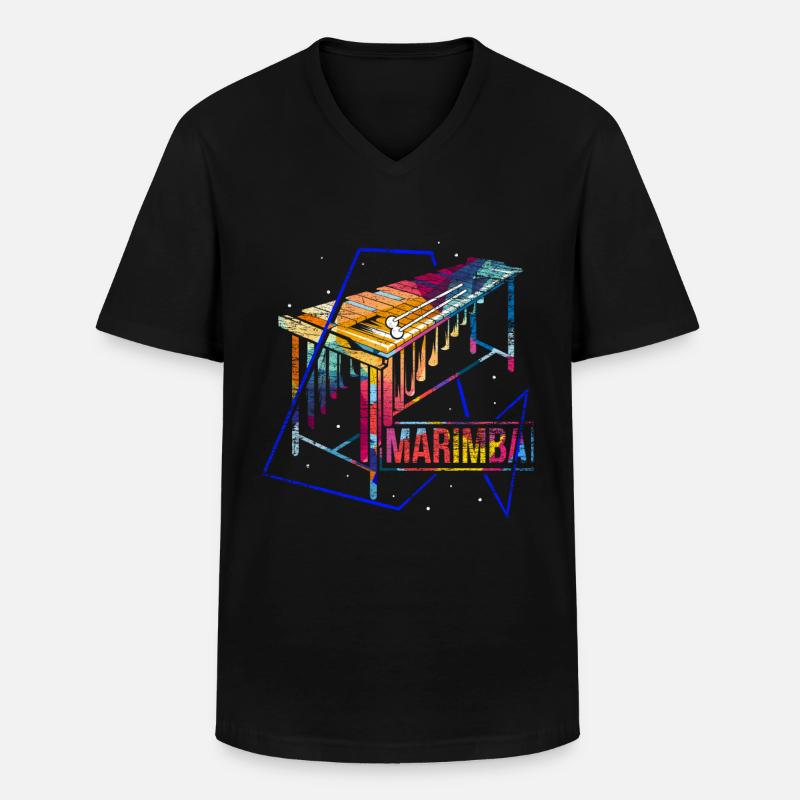 Marimba Polygon Geschenk - Männer-T-Shirt mit V-Ausschnitt - Schwarz