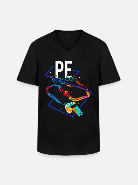 physical education teacher - Men's V-Neck T-Shirt - black