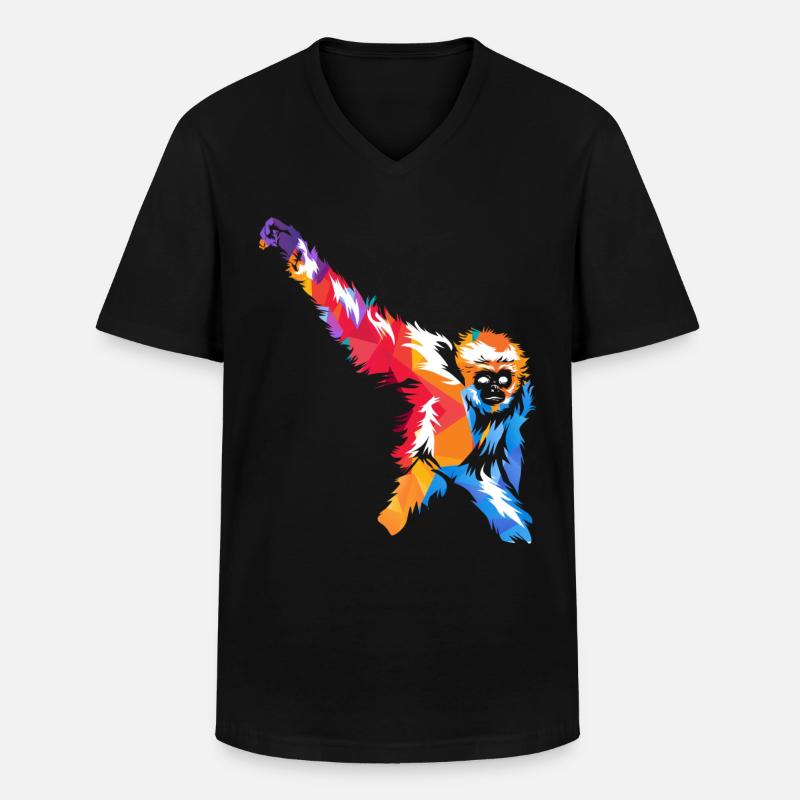Gibbon - Männer-T-Shirt mit V-Ausschnitt - Schwarz