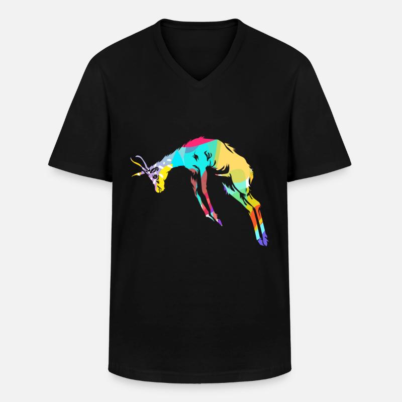 Gazelle Polygon - Männer-T-Shirt mit V-Ausschnitt - Schwarz