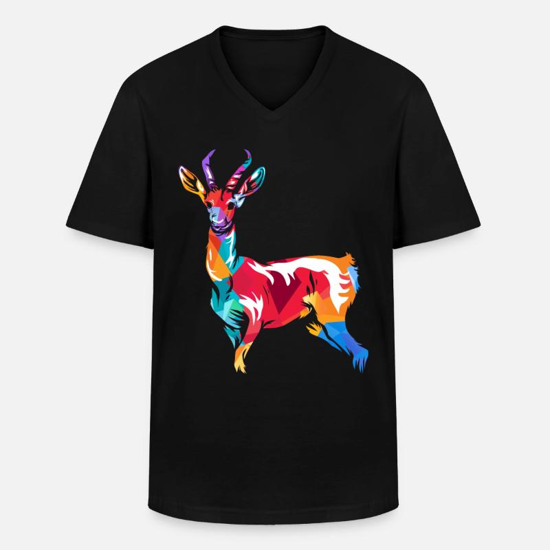 Gazelle Polygon - Männer-T-Shirt mit V-Ausschnitt - Schwarz
